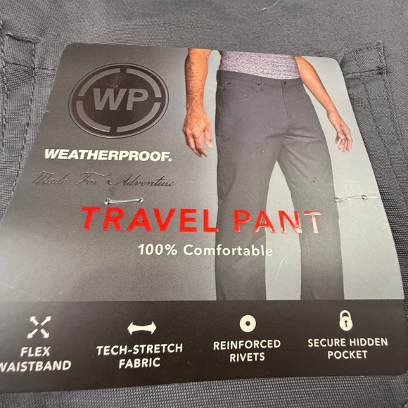 Weatherproof Men's Travel pants Forged Iron 36x30 NWT Work Pants, Flat Front - Picture 2 of 9